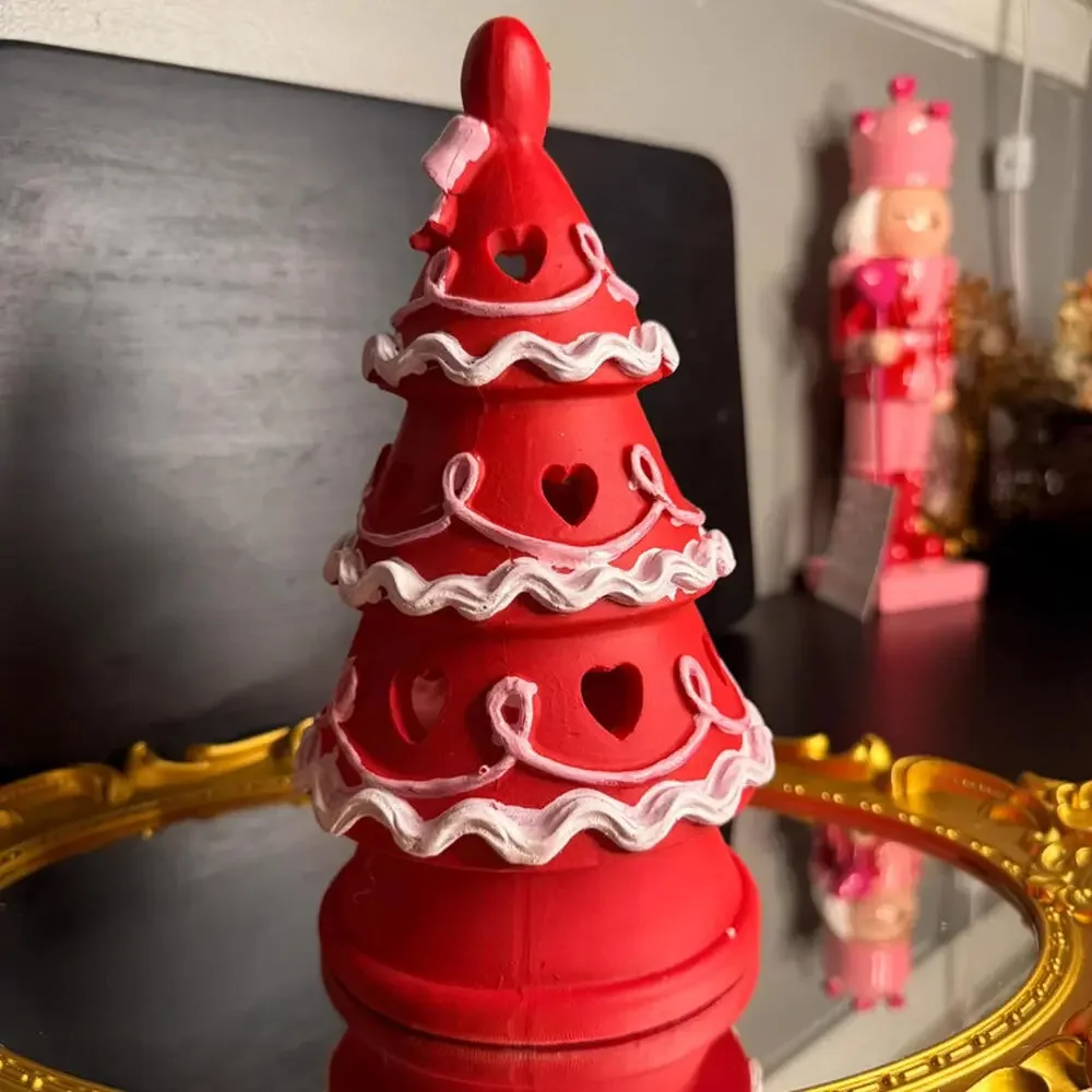 Valentine LED Heart Tree Decor Red Pink Light-Up Shelf Sculpture NWT